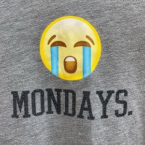 Gray Cry 😭 Emoji 'Mondays' Graphic Tee Short Sleeve Shirt
